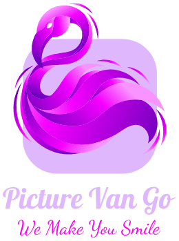 A picture van go logo with purple hair